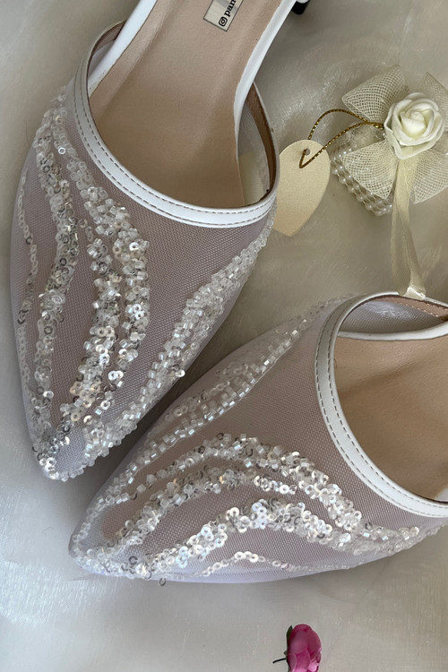 کفش عروس توری دیزاین شده