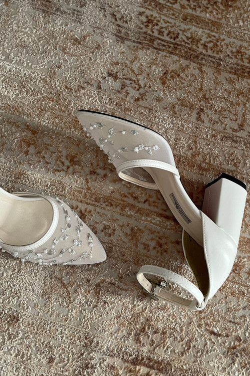 خرید کفش عروس سرمه دوزی